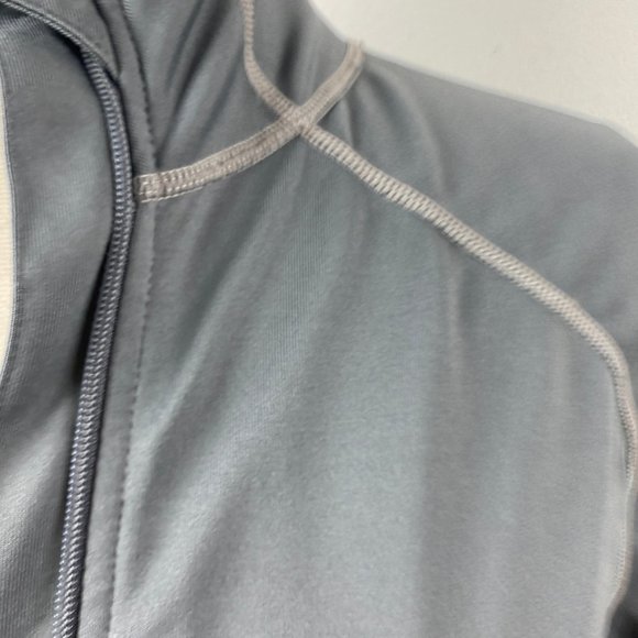 New Balance Gray Jersey Knit Track Jacket Zip Front Waffle Under-Sleeves Size SM - Picture 5 of 10